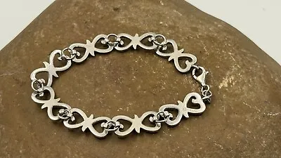 Beautiful Heart Link Charm Bracelet 925 Sterling Silver 18.7 Gr #4 • $80.99