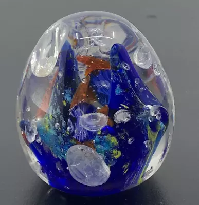 Large - Vintage Blown Glass Egg Paperweight - Fish - Bubbles -Ocean Theme - 3  • $2.99