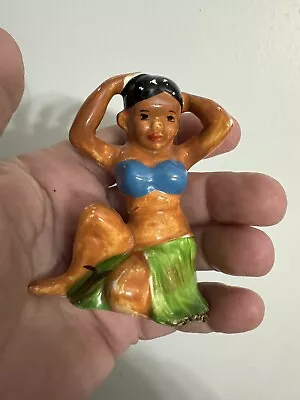 Hawaii Hula Girl Grass Skirt Ceramic Figurine Hawaiiana Hand Painted Japan Vtg • $29.49