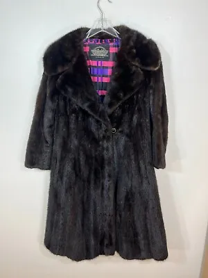 Classic MINK Fur Coat Black Womens Small Jacket Stroller 41  Length • $350
