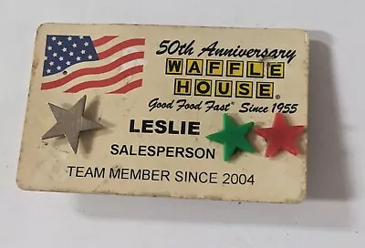 WAFFLE HOUSE Vintage Employee Badge Name Tag 50th Anniversary FAST FOOD • $29.99