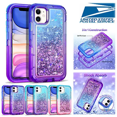 $6.99 • Buy For IPhone 14 Pro Max 13 12 11 XS XR 8 76 + Liquid Glitter Shockproof Case Cover