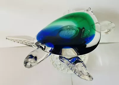 1 Pre Owned Oggetti Murano Turtle Blown Glass Paperweight Figurine • $150