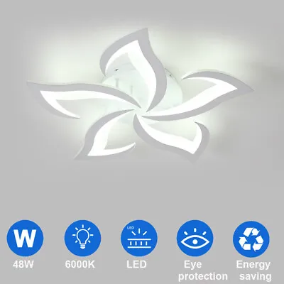 41W LED Ceiling Light Dimmable Modern Flower Chandelier APP Remote Bedroom 60cm • £28.04