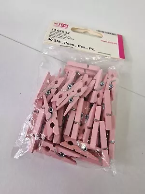 40pcs Mini Wooden Pegs Mini Photo Clip Wooden Clothespins DIY Decoration Pink • £3.50