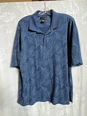 J. Ferrar Blue Polo Graphic Short Sleeve 3 Button Shirt Men XL Blend MSJ507 • $12