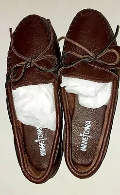 MINNETONKA Moccasin Genuine Moose Leather Style 492 Chocolate Women's Size 11 • $27.99