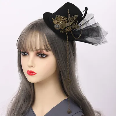 Lady Hair Clip Hairpin Headwear Mini Top Hat Wing Clock Butterfly Halloween • $14.99