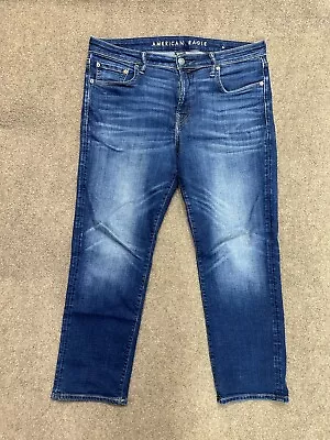American Eagle Original Straight Airflow + Mens Jeans Size 36x30 Blue Dark Wash • $20.90