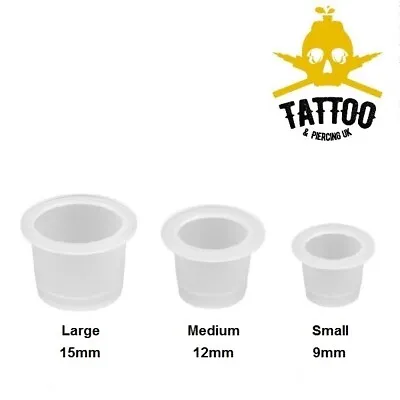 £20.99 • Buy Tattoo Ink Cups / Pigment Mixing Pots - Clear Disposable Ink Holders - 3 Sizes