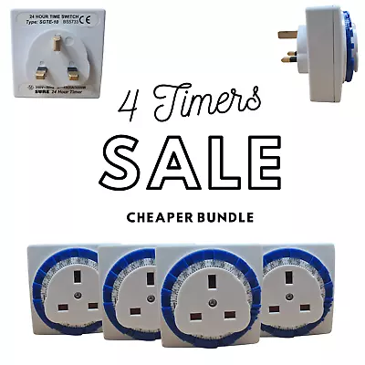 4 X 24 Hour Segment Timer Plug - 240v 3 Pin Plug With Programmable Time Control • £8