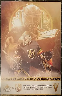 Vegas Golden Knights Vs Vancouver Canucks 11/13/21 Lehner Poster • $9.99