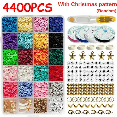 £6.99 • Buy 4400 Clay Beads Bracelet Making Kit 20 Colors Spacer Flat Beads For Kids Jewelry