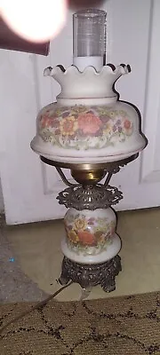 QUOIZEL  Gone With The Wind  1973 Floral Hurricane Double Lamp 3-1/4  1960 VGC • $50
