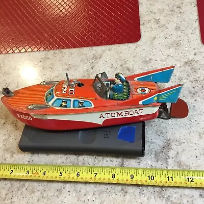 Vintage Tin Toy Atom Boat Lithograph Atomic Age  • $54.99