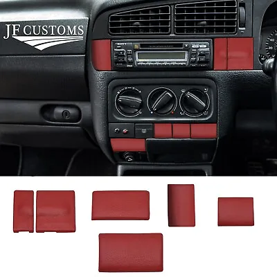 Dark Red Stitch Leather Dashboard Trim Blank Cover Set+frames For Vw Golf Mk3 • $285.01