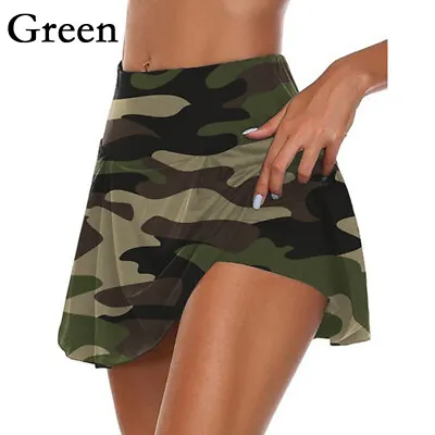 £8.14 • Buy Womens High Waist Shorts Sport CAMO Skirt Gym Yoga Tennis Mini Dress PLUS SIZE