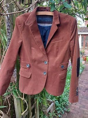 Zara Tan Riding Style Jacket With Elbow Patchs Size Large..more Like Medium ... • £5.99