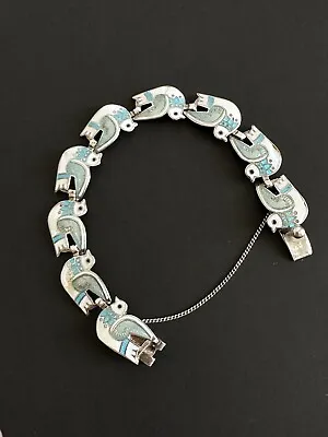 Vintage Silver Bracelet In Margot De Taxco Mexico Enamels  Sterling • $440