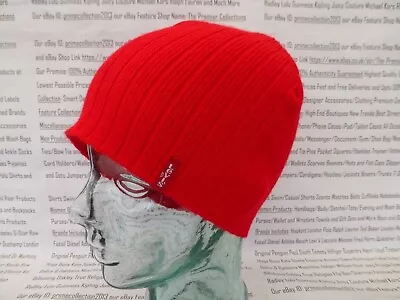 LEVI'S Med Ribbed Beanie Mens Italian Acrylic Size L Hat Bright Red Cap BNWOT • £21.99