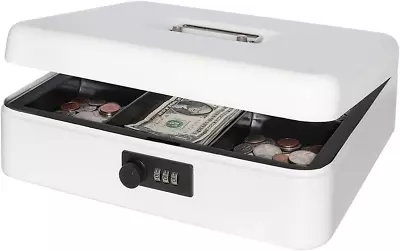 Safe Metal Cash Box With Combination Lock  Large Lock Storage Money Box With Mo • $30.43