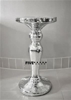 £79.99 • Buy Silver VENETIAN Mirrored Table Modern Flower Stand Bed Side Lamp Romany Mosaic U