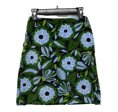 Sigrid Olsen Size 8 Retro Floral Velour Velvet  A-line Mini Skirt Blue Green 70s • $14.97