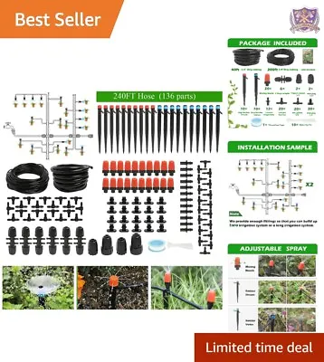 High-Efficiency Automatic Misting Drip Irrigation System - 240FT Watering • $74.97