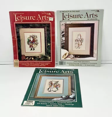 Vintage Lot 3 Christmas Cross Stitch Patterns Crafts Booklets Leisure Arts 1980s • $7.99