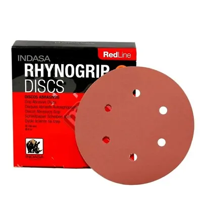 £3.99 • Buy 150mm INDASA Sanding Discs Sandpaper 6  Hook And Loop Pads Grit 40-2000 RedLine