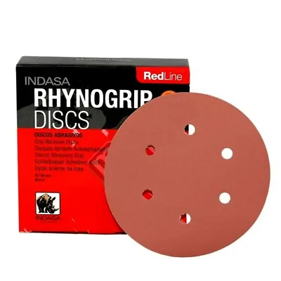 150mm INDASA Sanding Discs Sandpaper 6  Hook And Loop Pads Grit 40-2000 RedLine • £12.99