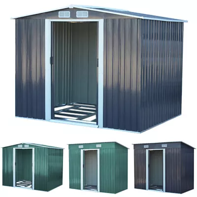 Outdoor Heavy Duty Flat/Apex Roof Garden Metal Shed Tool Storage House UK • £175.99
