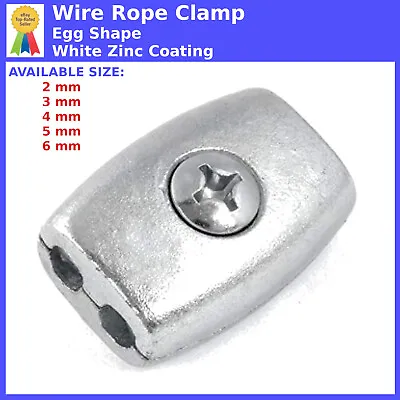 £4.89 • Buy WIRE ROPE FITTINGS CABLE CLAMP CLIPS GRIPS 2mm 3mm 4mm 5mm 6mm EGG SHAPE