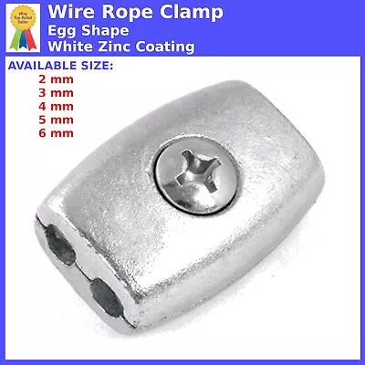 WIRE ROPE FITTINGS CABLE CLAMP CLIPS GRIPS 2mm 3mm 4mm 5mm 6mm EGG SHAPE • £4.19