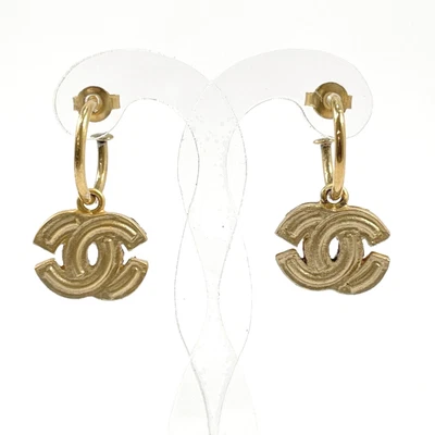 $600 • Buy CHANEL Earring A16251X01060 COCO Mark Hoop Metal Women Jewelry  Vintage