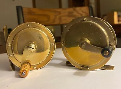 Vintage Solid Brass English Fly Fishing Reels Lot Of 2 Unmarked • $34.95