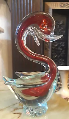 ViBRANT Vtg MURANO 🇮🇹 Sommerso Duck Bird GLASS Swan / Goose • £16