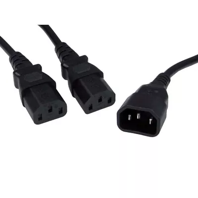 30cm C14 To To 2 X C13 IEC Mains Power Y Splitter Cable Kettle Lead PC Monitor • £7.90