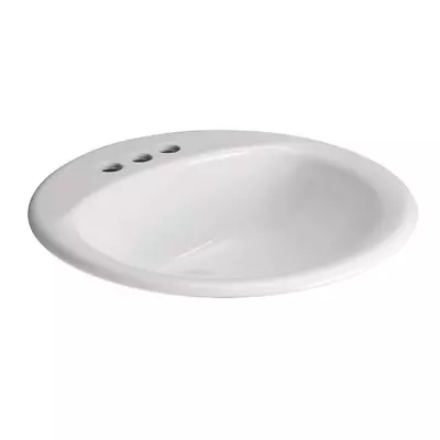 19 In. Drop-In Round Vitreous China Bathroom Sink In White • $78.99