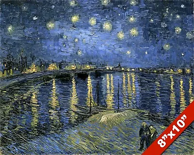 Starry Night Vincent Van Gogh Water Reflections Painting Art Real Canvas Print • $14.99