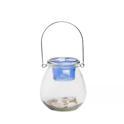 Blue Floating Tea Light With Sand Shells Glass Candle Holder For Decor Wedding • $13.99