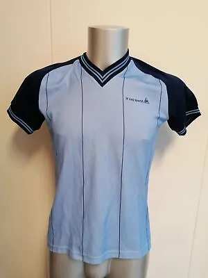 Vintage Le Coq Sportif 1980ies Blue Shirt Maillot Size S • £15