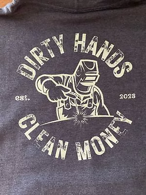 AMERICANUNLEASHED Dirty Hands Clean Money Welder Pullover Hoodie Dark Heather XL • $42.99