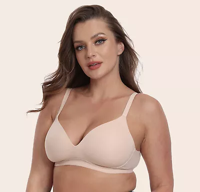 Moulded Bra Non Wired T-Shirt Bra Smooth Lightly Padded Bras Ladies Full Cup • £11.99