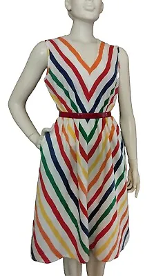 VTG 80's  Granada  Rainbow 🌈 Chevron/V-Neck/Sleeveless Tent Style Dress M • $32.50