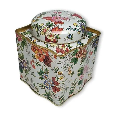Vintage Floral Tea Tin The Tin Box Company Of America Hong Kong • $10.64