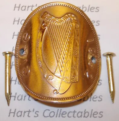 Vintage Walking Stick Badge/mount Eire/ireland Genuine Copper Penny (dates Vary) • £4.99