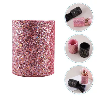  Makeup Brush Bucket Pu Travel Container Desk Storage Shelf Glitter Holder • $7.91