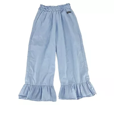 Matilda Jane Sz 12 Serendipity Blue Moonlight Chambray Big Ruffles Pull On Pants • $19.99