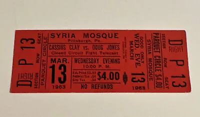 1963 TICKET Stub Cassius Clay Muhammad Ali Vs. Doug Jones Piitsburgh PA Mosque • $99.99